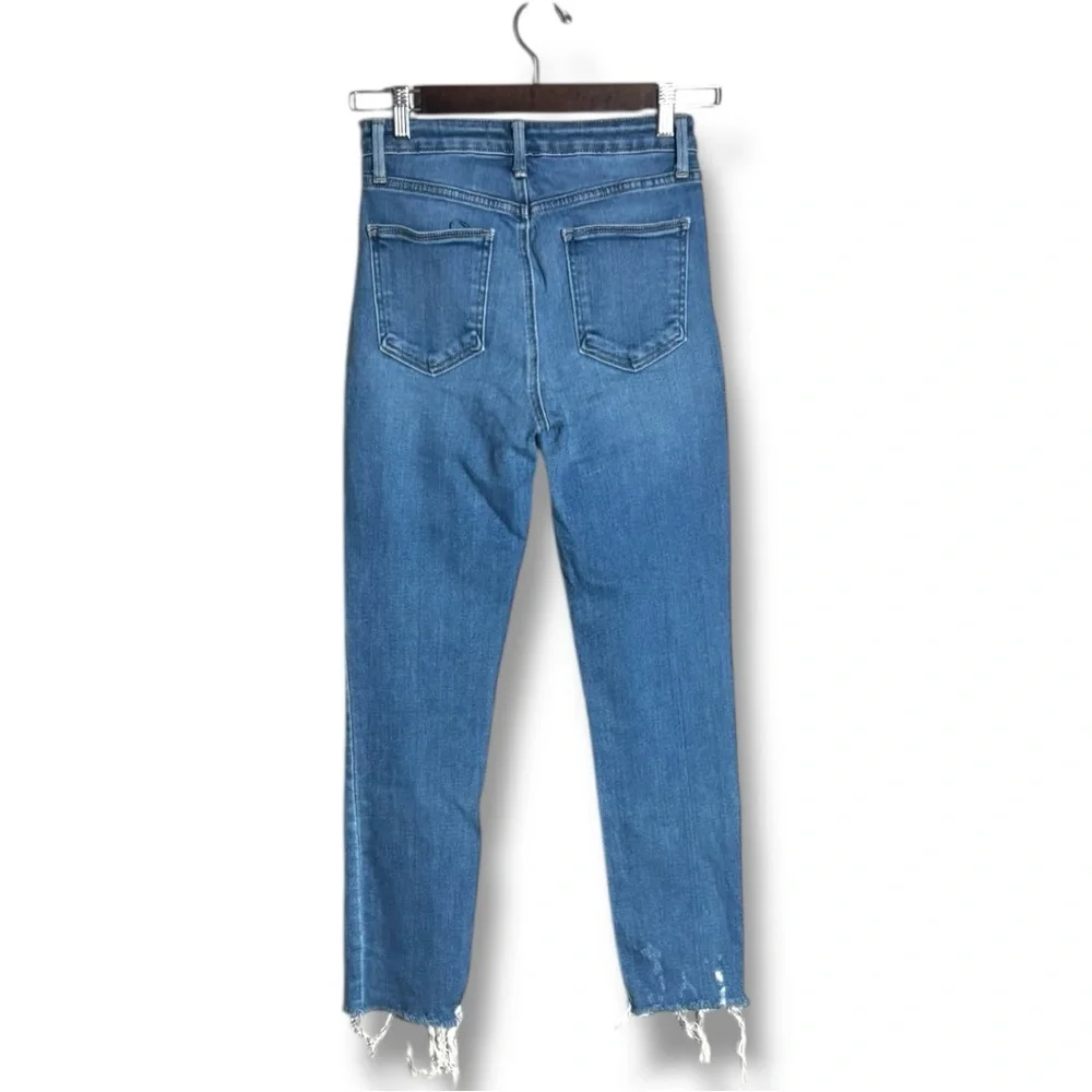 Just Black Women's Straight Leg Distressed Medium Light Blue Classic Denim Jeans - Picture 8 of 13